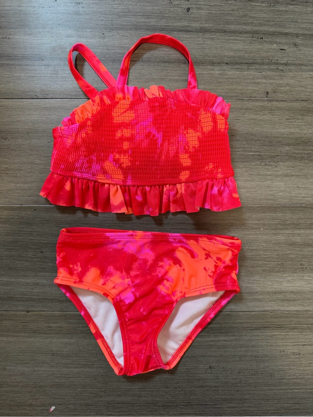 Cat & Jack Pink and Orange Tie-Dye Ruffle Bikini Set